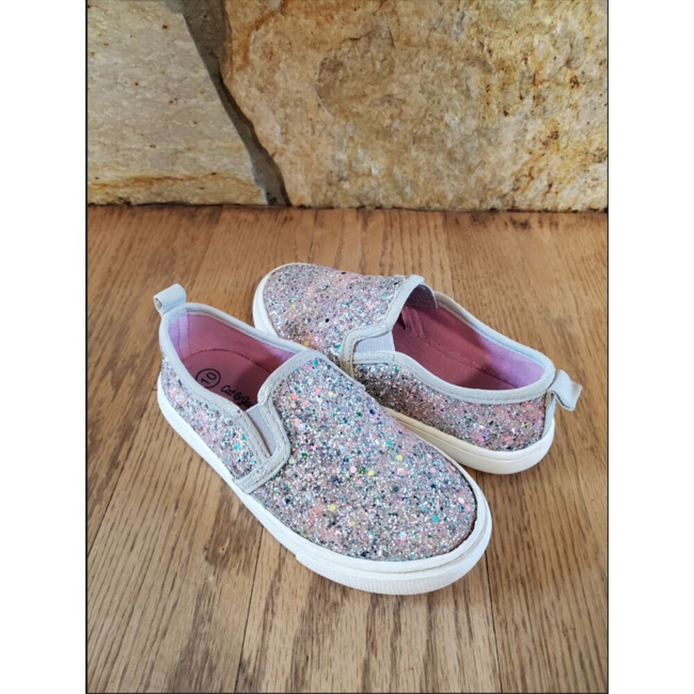 Cat & Jack Size 10 Yana Slip-On Glitter Sneakers Sparkly Glitter FAIR/PLAY